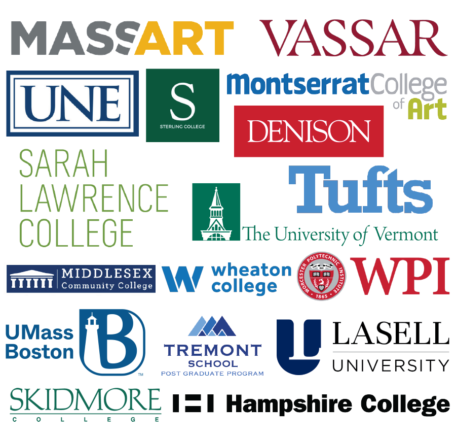 A graphic showing logos of the various colleges that our graduates have attended
